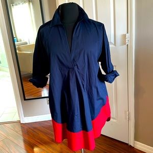 Navy and Red Shirt Dress eShakti -custom